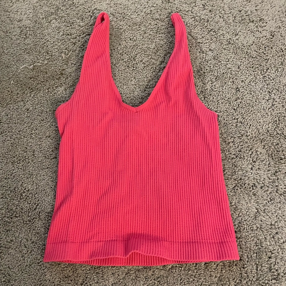 Women's Ribbed Pink Tank Top